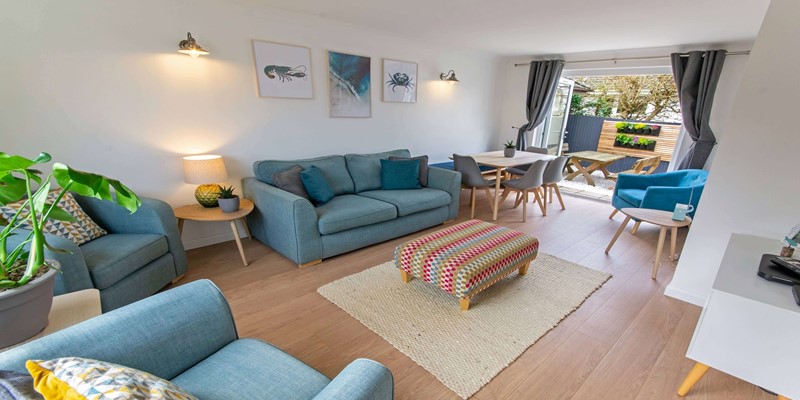 Beautiful Skandi inspired lounge with French doors to the rear garden