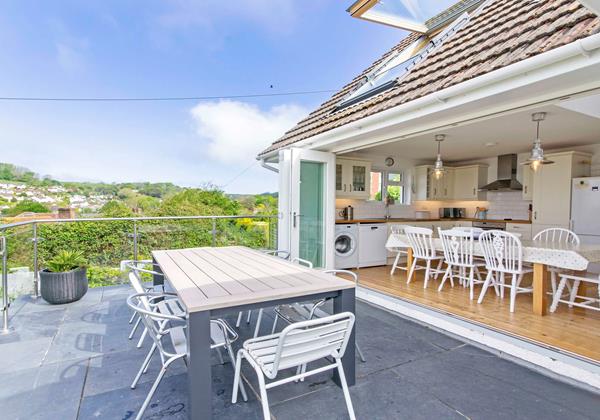 Patio area with views of Braunton burrows