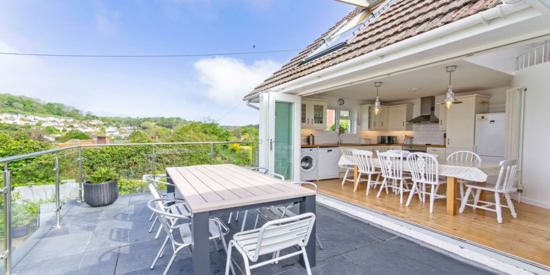 Patio area with views of Braunton burrows