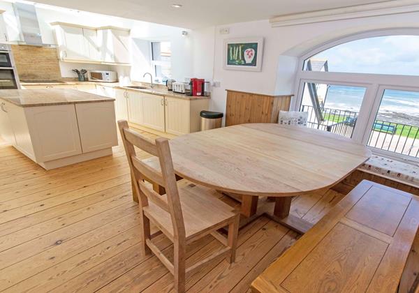 Kitchen Dining with an amazing view over Croyde Bay North Devon