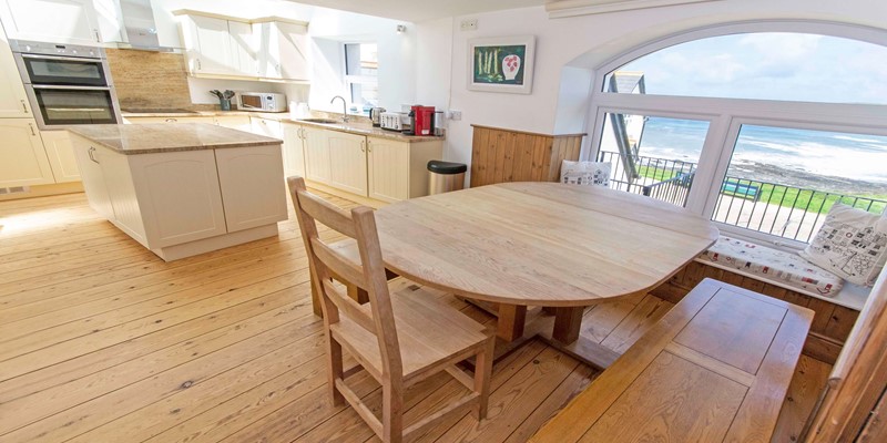 Kitchen Dining with an amazing view over Croyde Bay North Devon