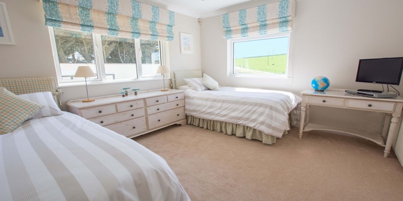 Twin bedroom with countryside views