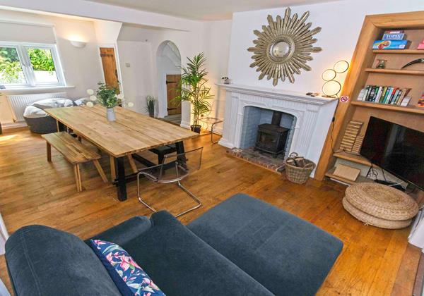 Dining area with wood burner for those chilly evenings