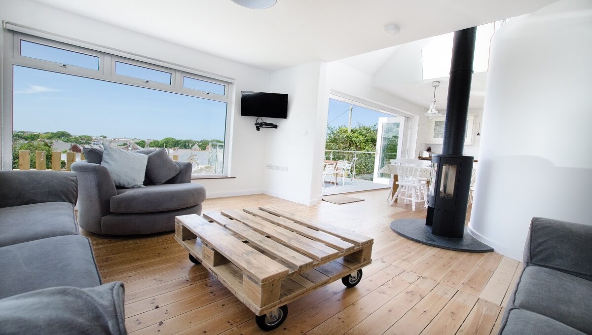 Spacious open plan living room with terrific views of the North Devon coast